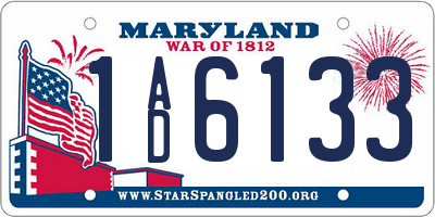 MD license plate 1AD6133