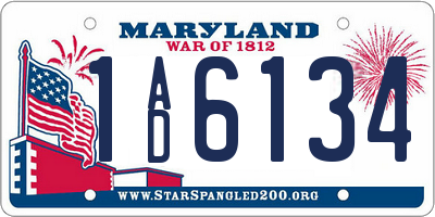 MD license plate 1AD6134