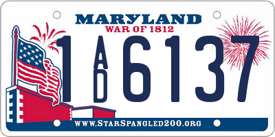 MD license plate 1AD6137