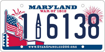 MD license plate 1AD6138
