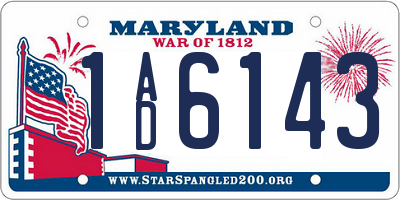 MD license plate 1AD6143