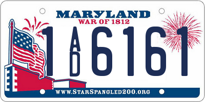 MD license plate 1AD6161