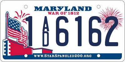 MD license plate 1AD6162