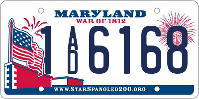 MD license plate 1AD6168