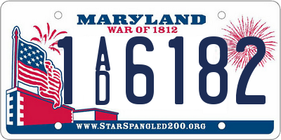 MD license plate 1AD6182