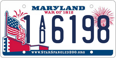 MD license plate 1AD6198