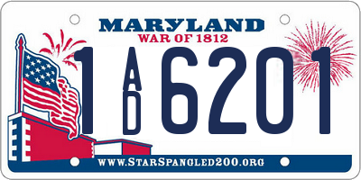 MD license plate 1AD6201