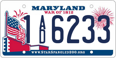 MD license plate 1AD6233