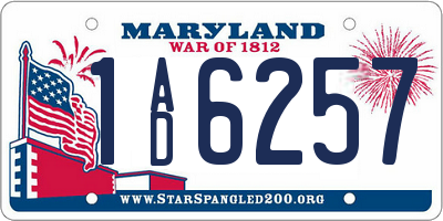 MD license plate 1AD6257