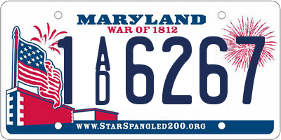 MD license plate 1AD6267