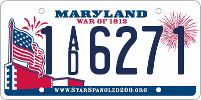 MD license plate 1AD6271