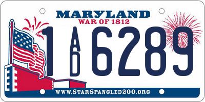 MD license plate 1AD6289