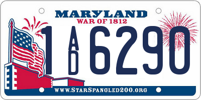 MD license plate 1AD6290
