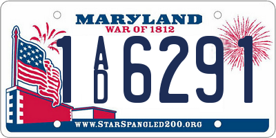 MD license plate 1AD6291