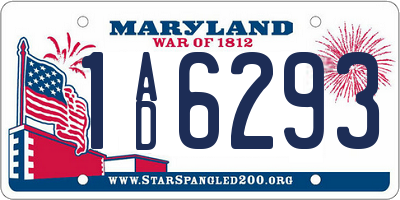 MD license plate 1AD6293