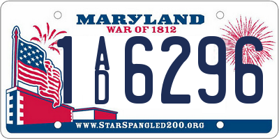 MD license plate 1AD6296