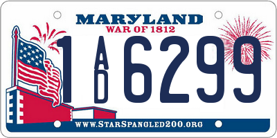 MD license plate 1AD6299