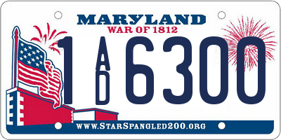 MD license plate 1AD6300