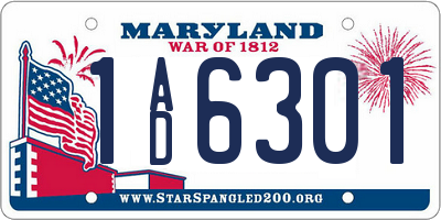 MD license plate 1AD6301