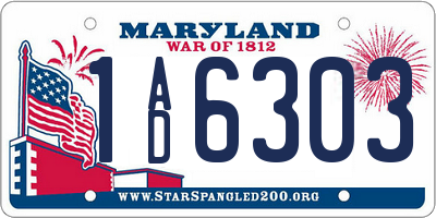 MD license plate 1AD6303