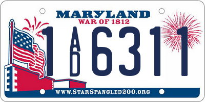 MD license plate 1AD6311