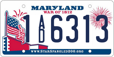 MD license plate 1AD6313