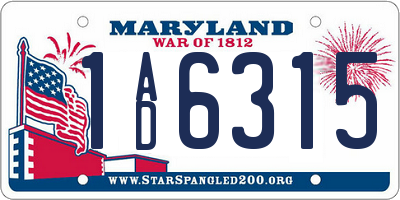 MD license plate 1AD6315
