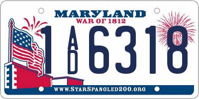 MD license plate 1AD6318