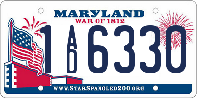 MD license plate 1AD6330