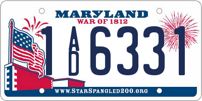 MD license plate 1AD6331