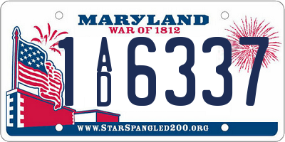 MD license plate 1AD6337