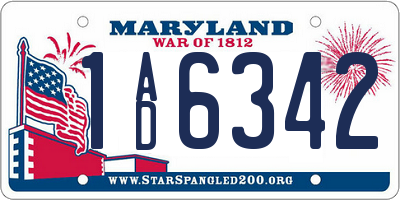 MD license plate 1AD6342