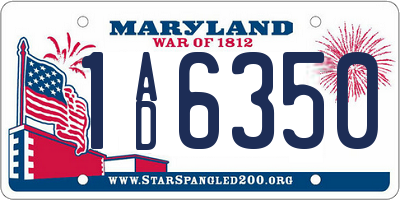 MD license plate 1AD6350