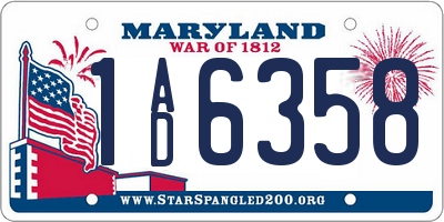 MD license plate 1AD6358
