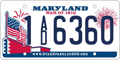 MD license plate 1AD6360