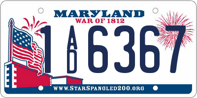 MD license plate 1AD6367
