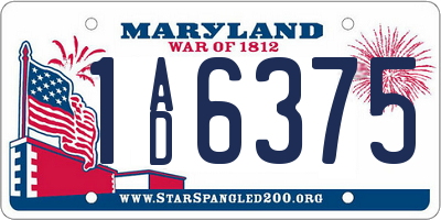 MD license plate 1AD6375