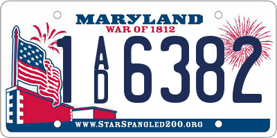 MD license plate 1AD6382