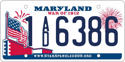 MD license plate 1AD6386