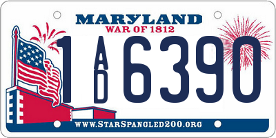 MD license plate 1AD6390