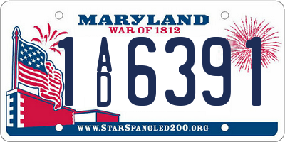 MD license plate 1AD6391
