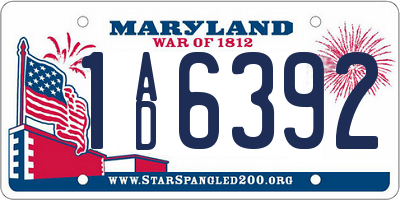 MD license plate 1AD6392