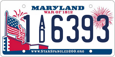 MD license plate 1AD6393