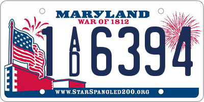 MD license plate 1AD6394