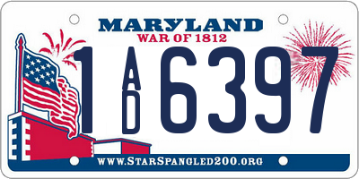 MD license plate 1AD6397