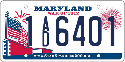 MD license plate 1AD6401