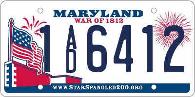 MD license plate 1AD6412