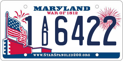 MD license plate 1AD6422
