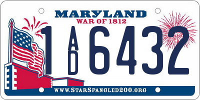 MD license plate 1AD6432