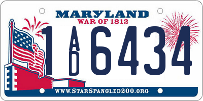 MD license plate 1AD6434